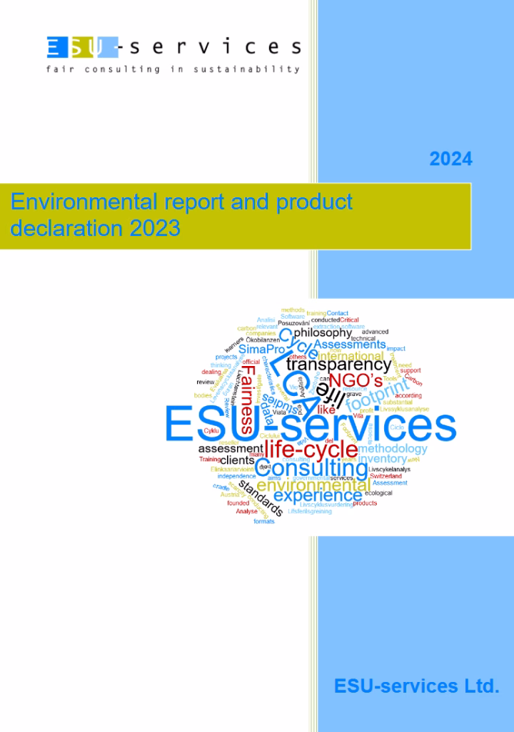 Umweltbericht und Umweltproduktdeklaration ESU-services